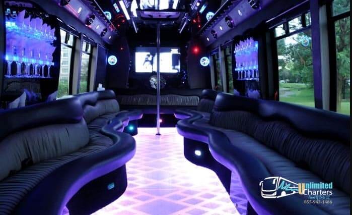 30 passenger party bus interior