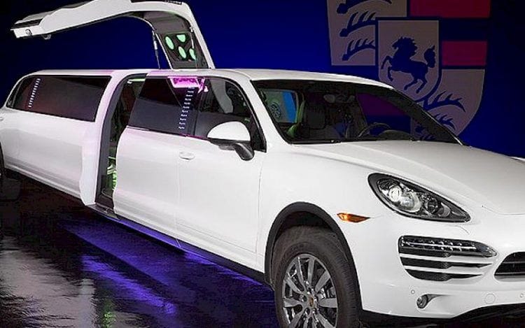 Stretch limousine interior with mood lighting