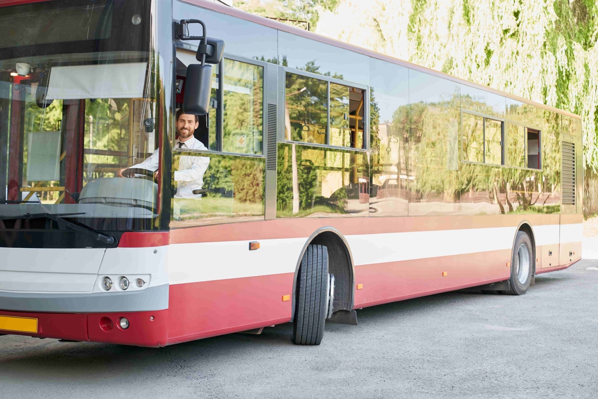 a man sitting in a bus